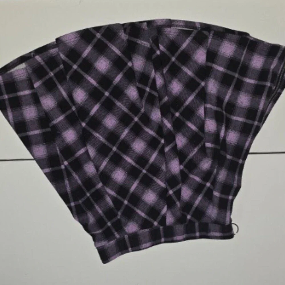 XS - Hot Topic Midnight Hour Pink and Black Plaid Pleated Mini Skirt Polyester - Picture 8 of 8